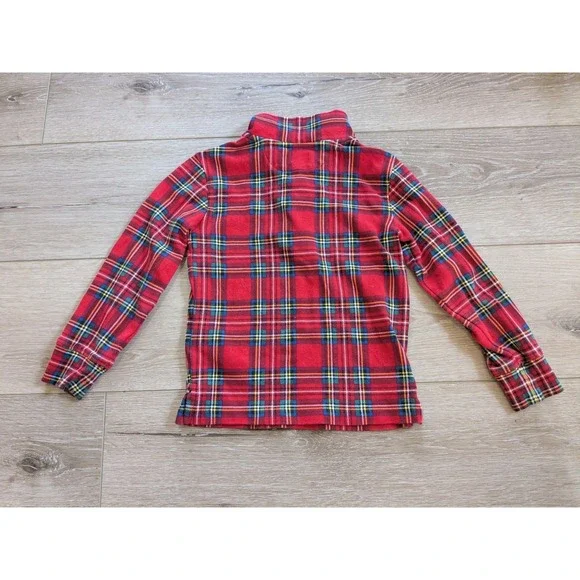 Polo Ralph Lauren Kids Red Tartan Plaid Quarter Zip Pullover Sweater Kids Boys 4 - Picture 7 of 7